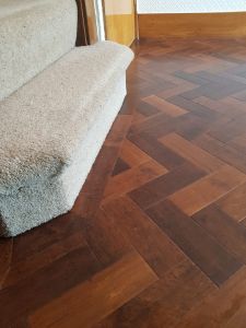 Hardwood & Engineered Wood Flooring from Southport Carpet Centre : Installed by stairs.