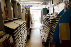 The laminate & flooring section at Southport Carpet Centre, Merseyside.